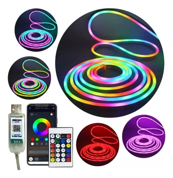 Producto - Tira led neón USB 5 metros audio rítmicas con Control remoto y App