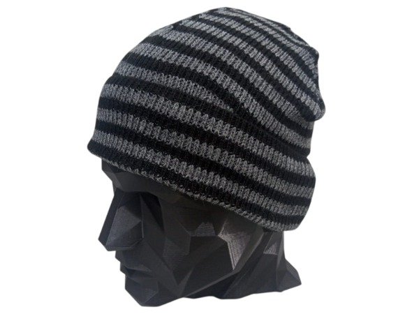 Producto - GORRO Rayado con Puño GRIS OSCURO/NEGRO