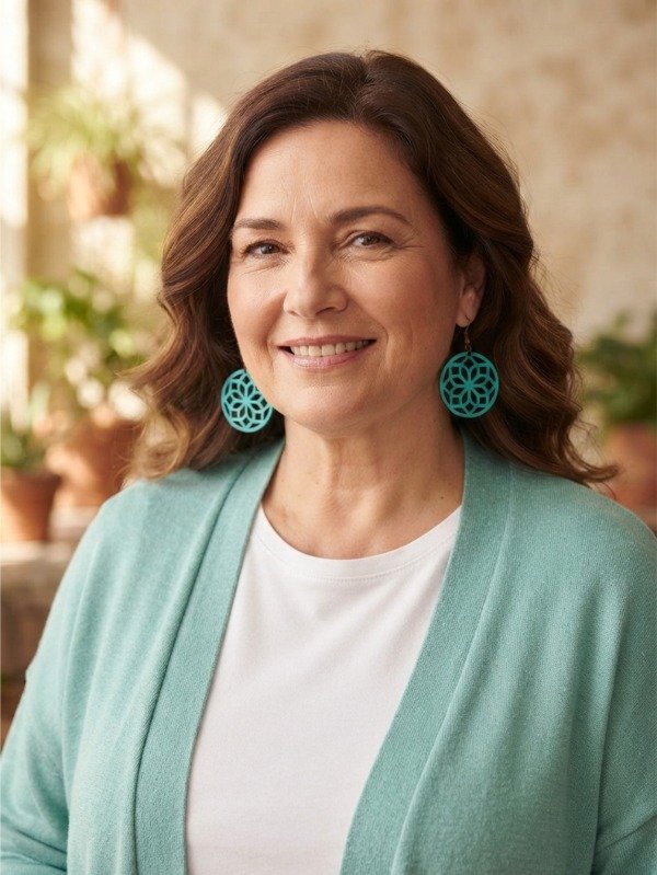 Producto - Aros Mandala Flor / Verde Aqua