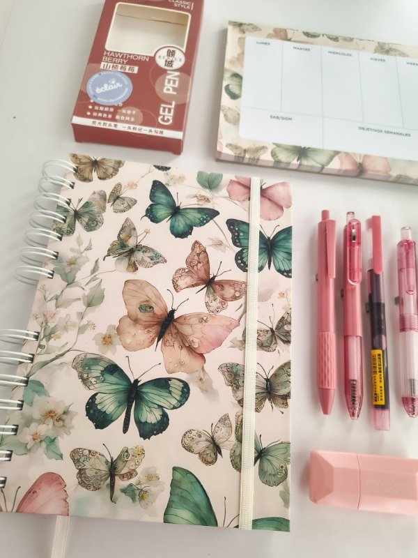Producto - Combo cuaderno + organizador semanal + accesorios - Bordó - 1