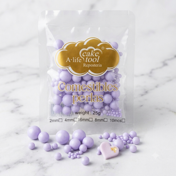Producto - Perlas comestibles lila mix 25gr