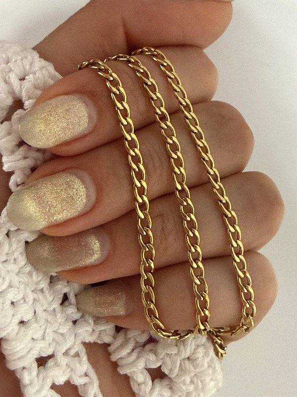 Producto - CD167 Cadena plana grosor 0.8/ largo 2 medidas acero dorado