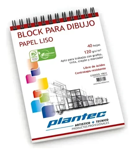 Producto - Block PLANTEC c/espiral liso A5 120grs x40 hjs 15611