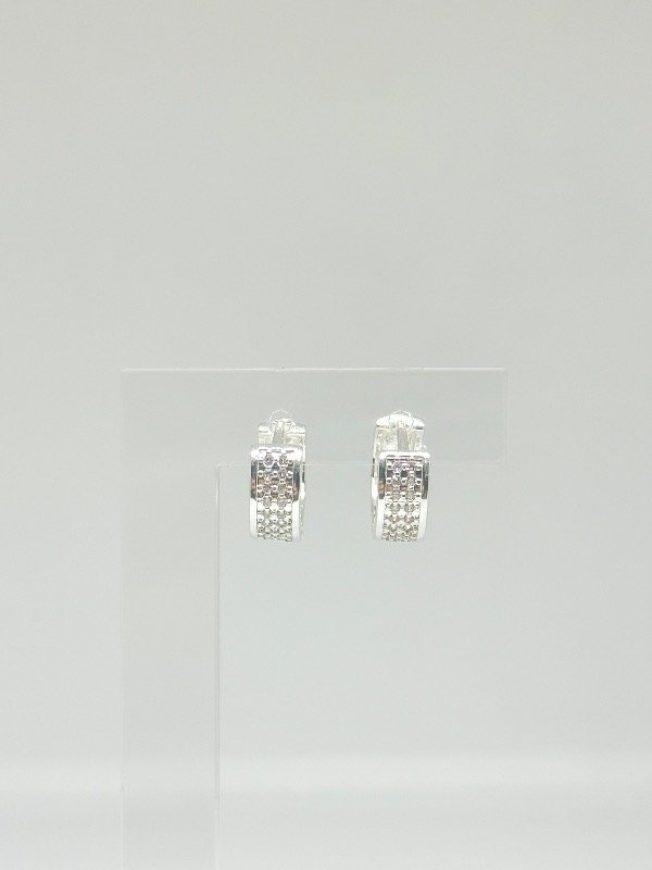 Producto - Argollas acero blanco micro pavé gruesas