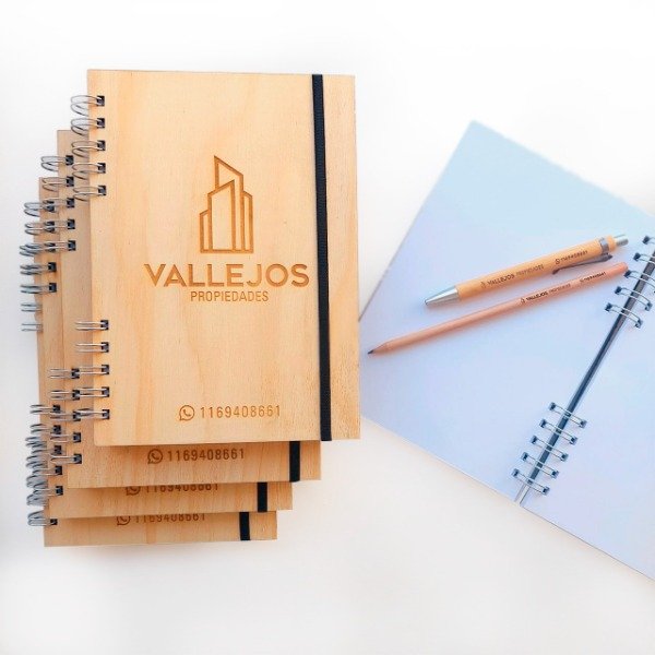 Producto - Cuaderno A5 con tapa de madera diseño personalizado - 5