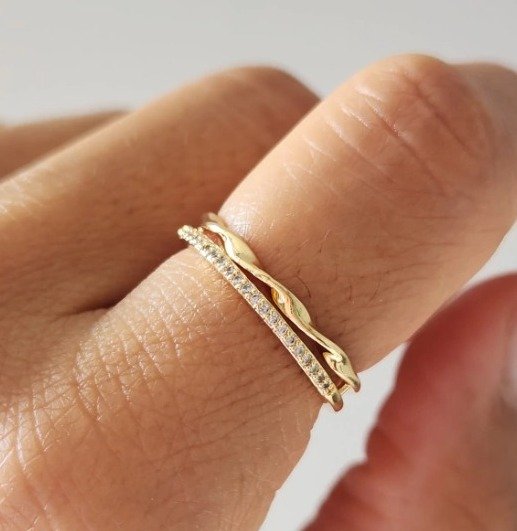 Producto - Anillo Ondas Micropave Gold