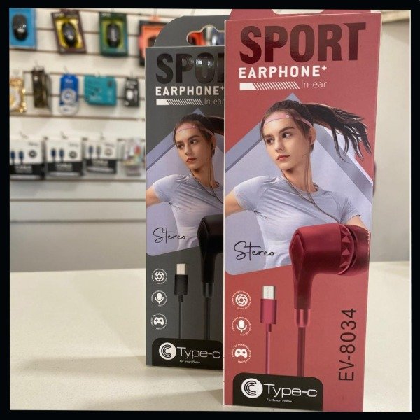 Producto - AURICULAR CON CABLE TIPO C EV8034 DEPORTIVO COLORES SURTID