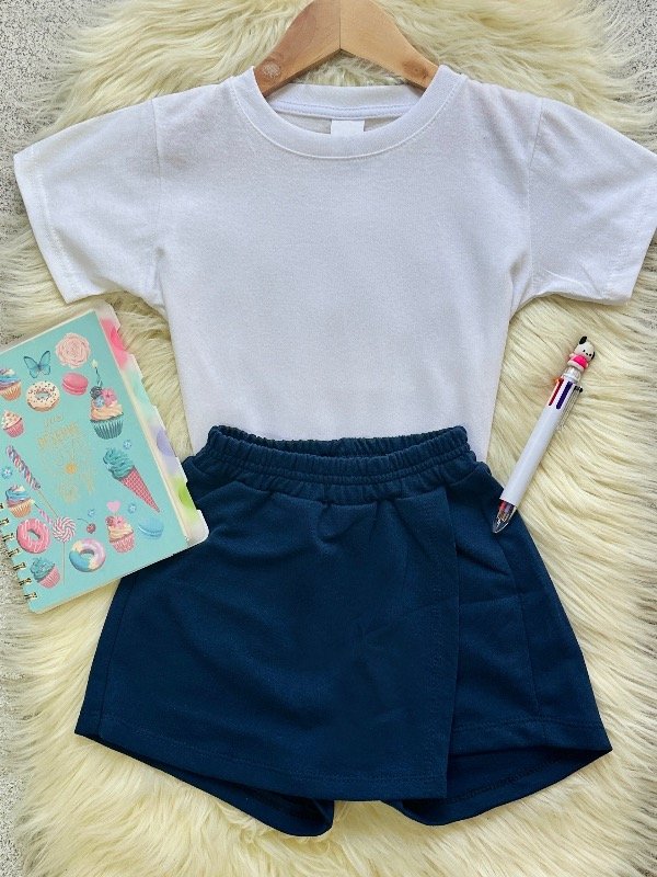 Producto - CONJUNTO ESCOLAR AZUL MARINO (REMERA + SHORT POLLERA)