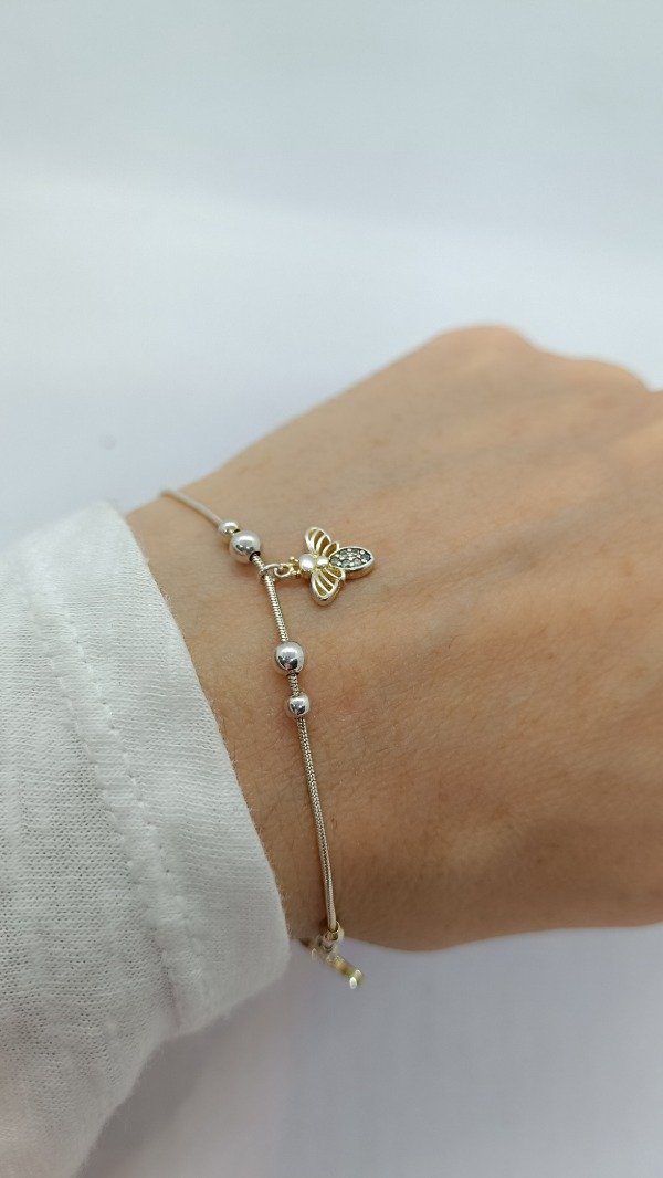 Producto - Pulsera Abejas y Bolitas Plata - 1