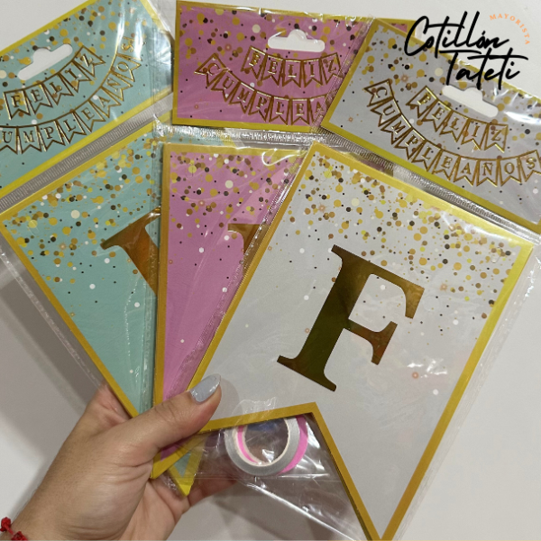 Producto - BANDERIN FELIZ CUMPLEAÑOS CONFETTI