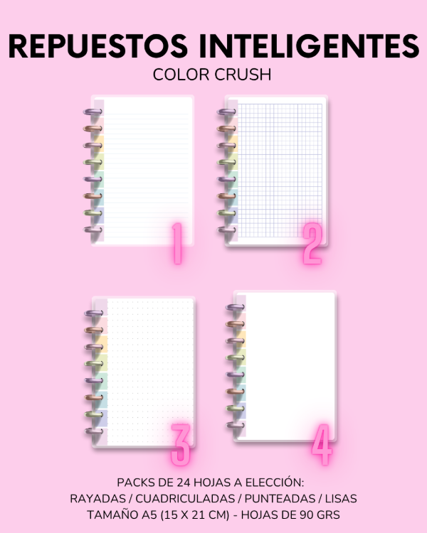Producto - REPUESTO HOJAS NOTAS MOD COLOR CRUSH