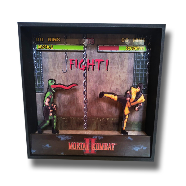 Producto - Cuadro 3d Mortal Kombat 2 Reptile vs Scorpion