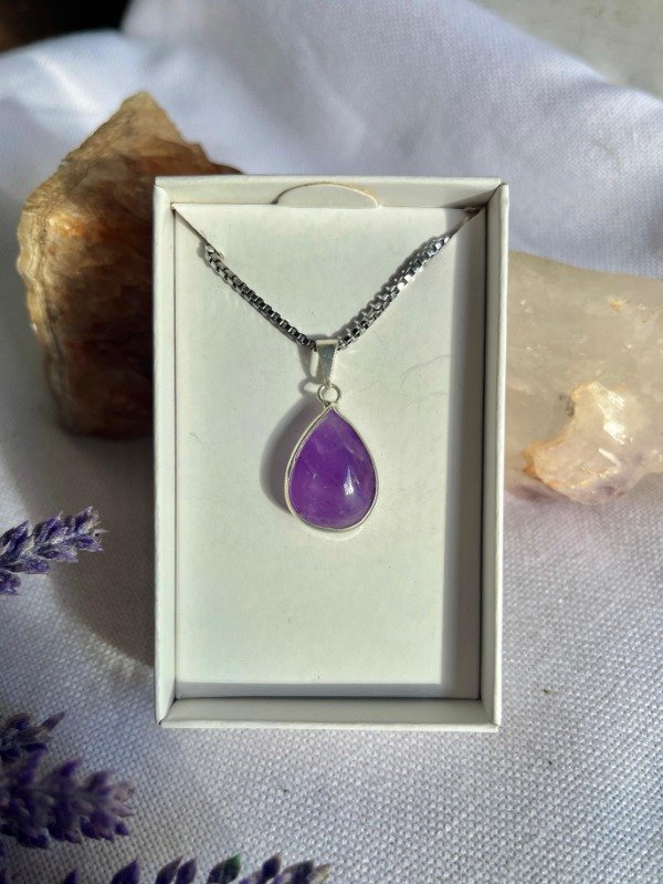 Producto - Gota de amatista con cadena de acero