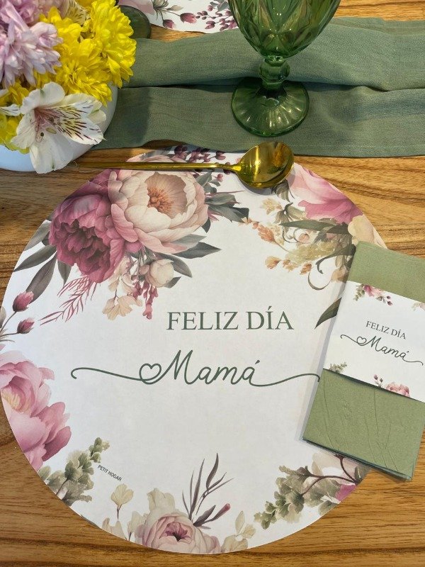 Producto - Set Platos De Sitio Papel + Porta Servilletas X 12 Unid. Dia de la Madre - 0