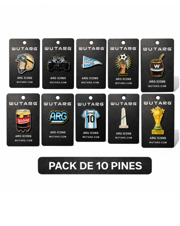 Producto - Pack de 10 Pines Metálicos Argentina Wutarg Arg Icons Fútbol Mundial