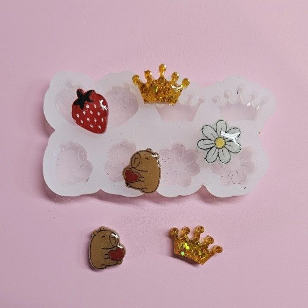 Producto - Molde Formitas, Frutilla, Corona, Flor, Capibara