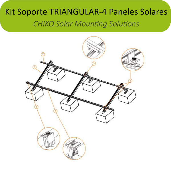 Producto - Estructura TRIANGULAR para 4 Paneles Solares - 1