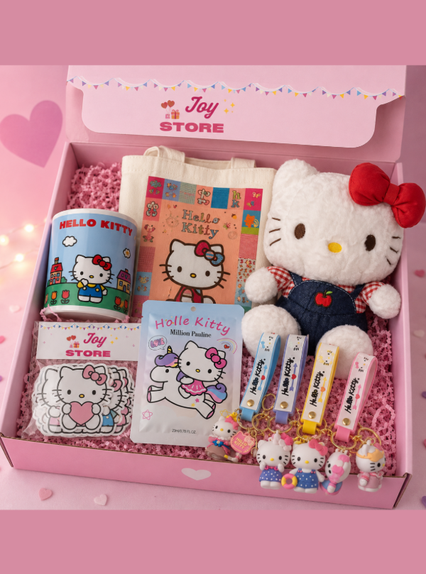 Producto - Kit Hello Kitty 2 Premium: Peluche Taza Tote bag Stickers Llavero y Mascarilla - 0