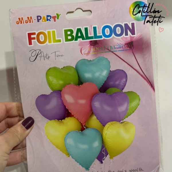 Producto - SET 10 GLOBOS CORAZONES MULTICOLOR
