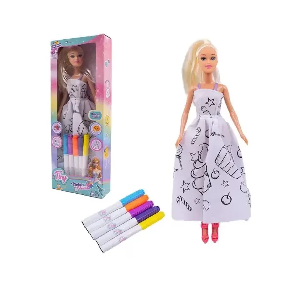 Producto - Muñeca Tiny Pinta su Vestido con Marcadores - 1
