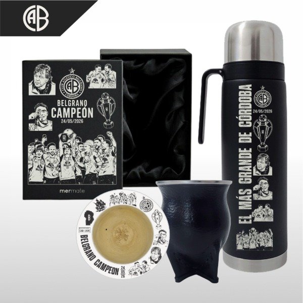 Producto - SET DE MATE + BOX PERSONALIZADO + TERMO MEDIA MANIJA BELGRANO CAMPEÓN V1 - 3