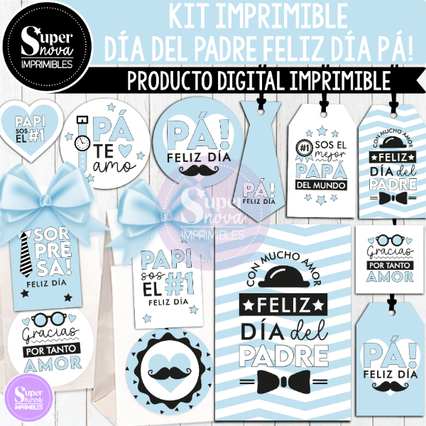 Producto - KIT IMPRIMIBLE DÍA DEL PADRE FELIZ DÍA PÁ!