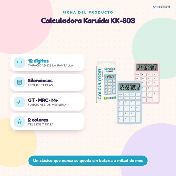 Producto - Calculadora Digital Colores Pastel KARUIDA KK 803 LILA - 5