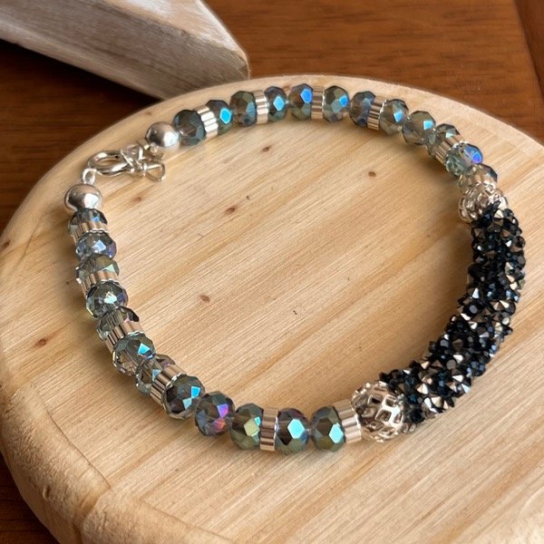 Producto - Pulsera Tubo Brillos y Cristal Cielo (Plata 900)