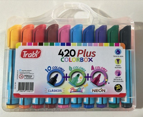 Producto - MARCADORES AL AGUA TRABI COLORBOX SURTIDO X 20 UNIDADES