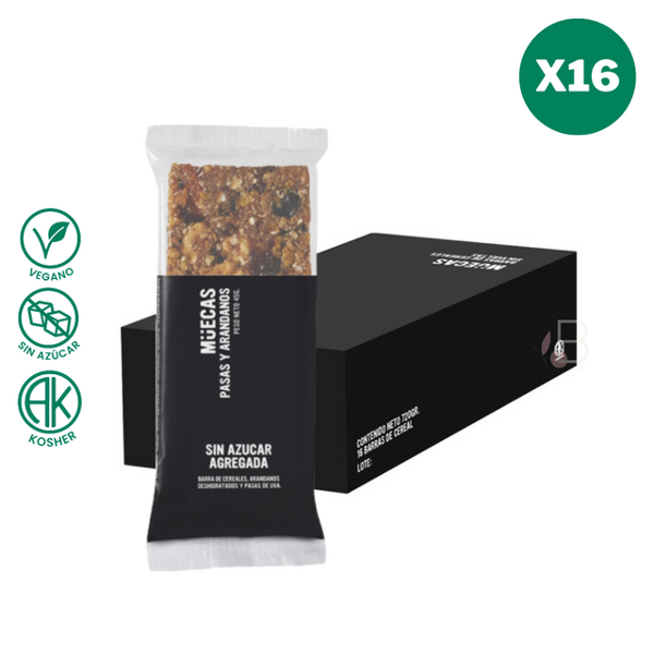 Producto - Caja X16 Barritas Muecas Pasas Y Arándanos Sin Azúcar 45g