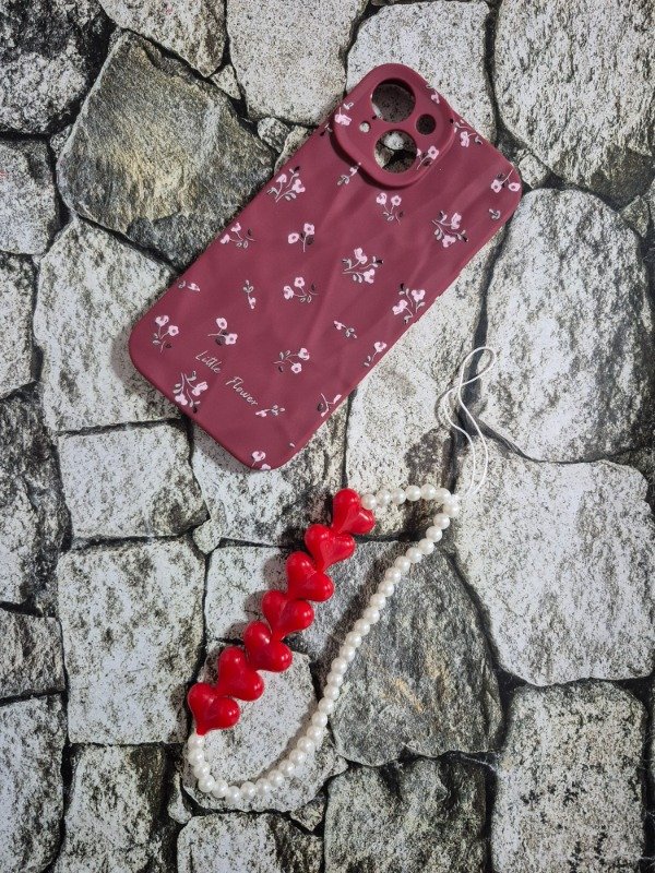 Producto - Funda tpu diseño flores Iphone 15 bordo