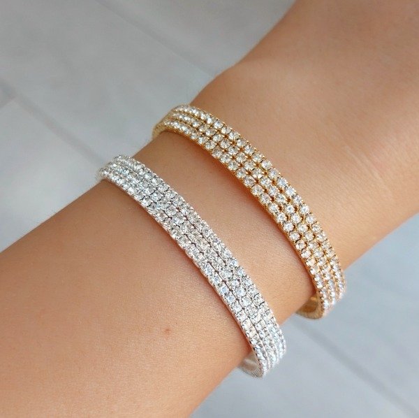 Producto - Pulsera flexible tres vueltas de strass