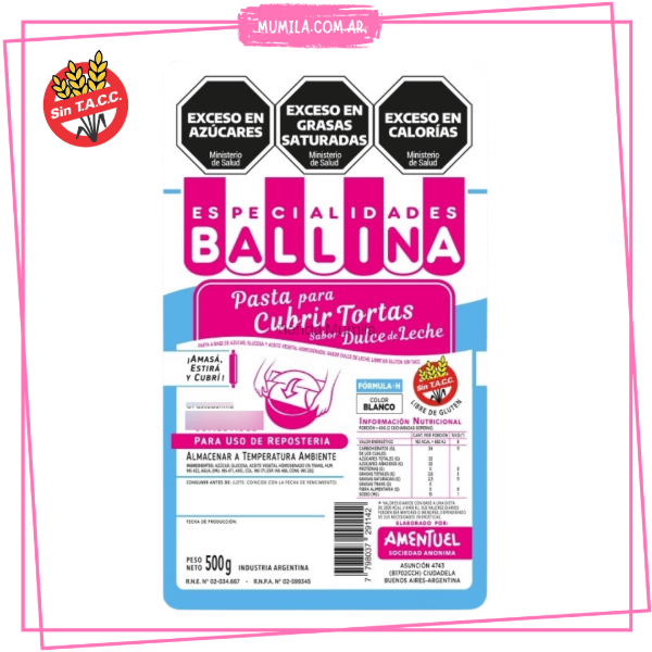 Producto - Pasta ballina Blanco Formula H 500gr Pasta para cubrir tortas