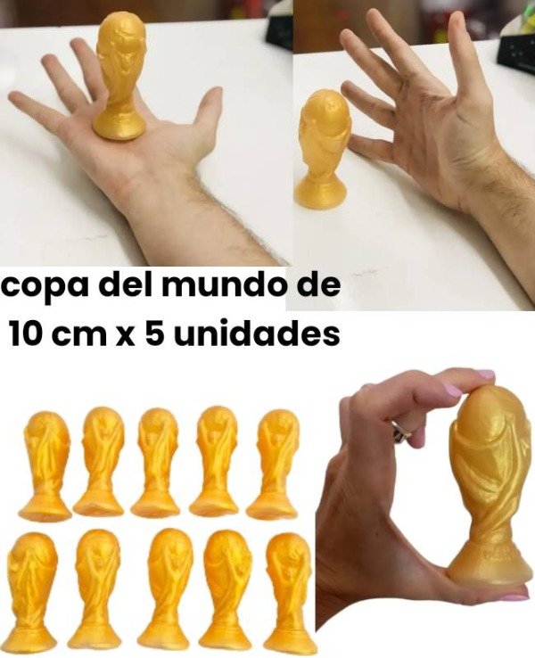Producto - Mini copa mundial plástica de 10cm x unidad para decoracion