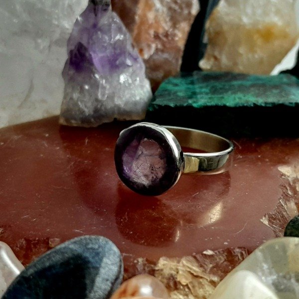 Producto - Anillo de alpaca con Amatista redonda - 0