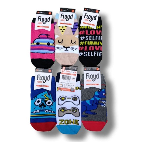 Producto - Soquetes Floyd Estampados Surtidos Niños X1 - 1