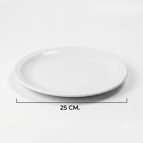 Producto - SET 6 PLATOS DE PORCELANA PLAYOS RICONY GRUESOS PRIMERA CALIDAD 25CM - 1