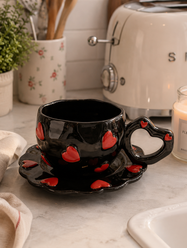 Producto - Taza con plato Black love