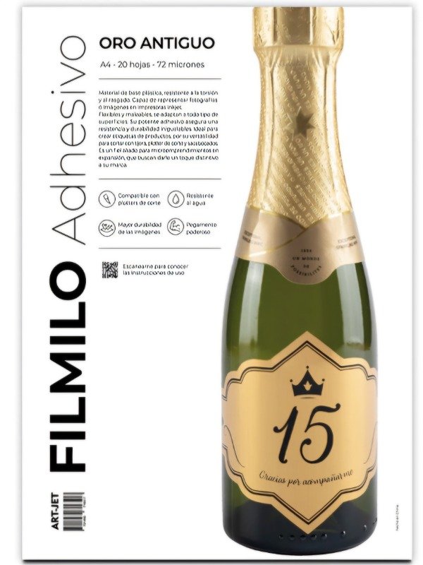 Producto - Filmilo Adhesivo - Oro Antiguo - 20 Hojas