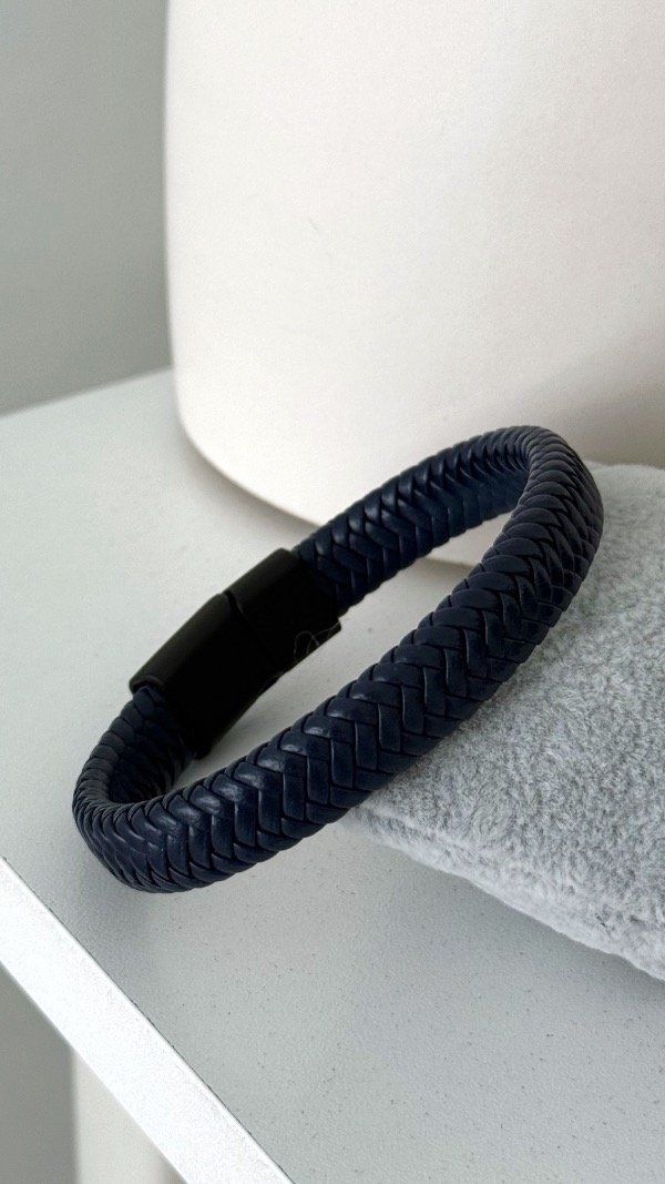 Producto - Pulsera cuero azul trenz unisex ACERO Q 3