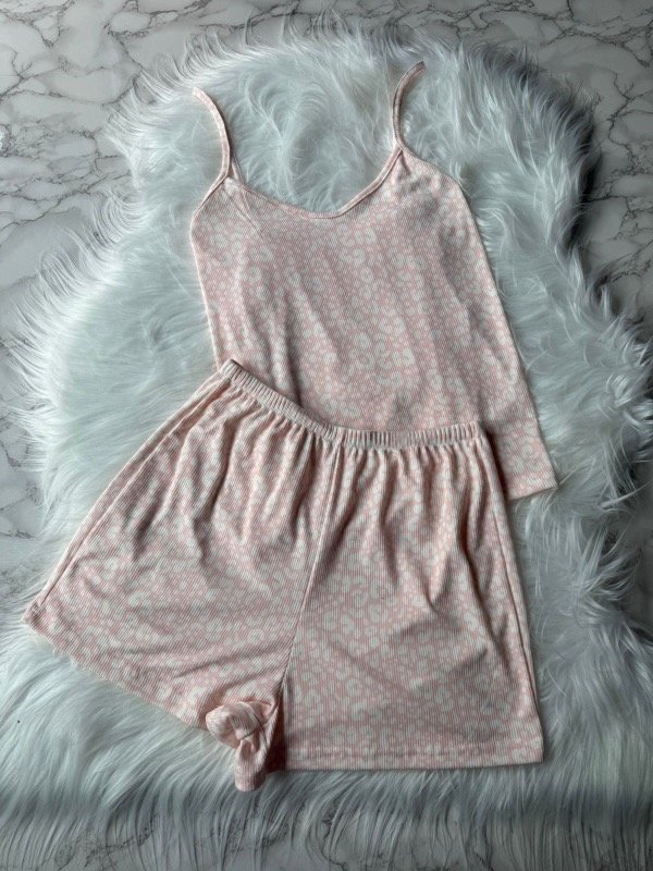 Producto - Pijama de morley PREMIUM corto + musculosa - Print Rosa