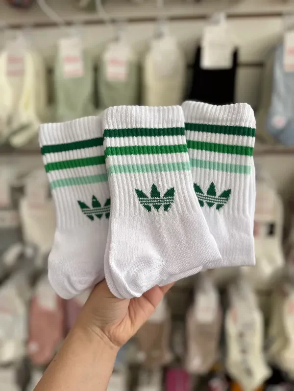 Medias 3/4 rayas verde adidas