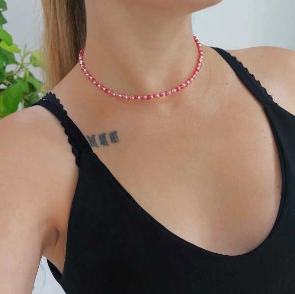Producto - Chocker cristales rojos con bolitas