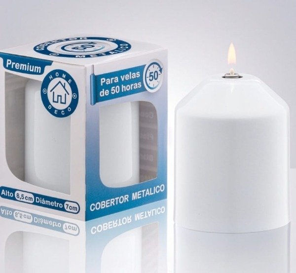 Producto - CAJA X 12 UNIDADES Cobertor metalico para velas de parafina liquida WHITE