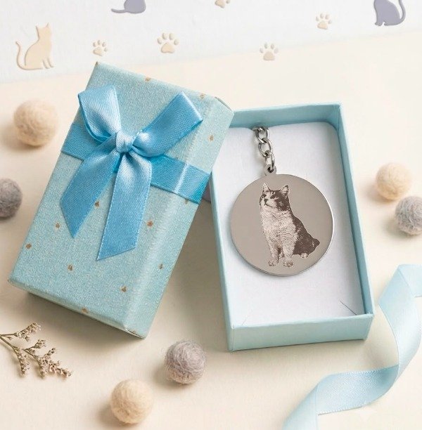Producto - LLAVERO FOTO GRABADO PERSONALIZADO CON TU GATO C/ CAJA DE REGALO - 0