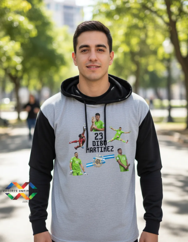 Producto - REMERA MANGAS LARGAS CON CAPUCHA -DIBU MARTINEZ -POLIESTER TALLE M - 0