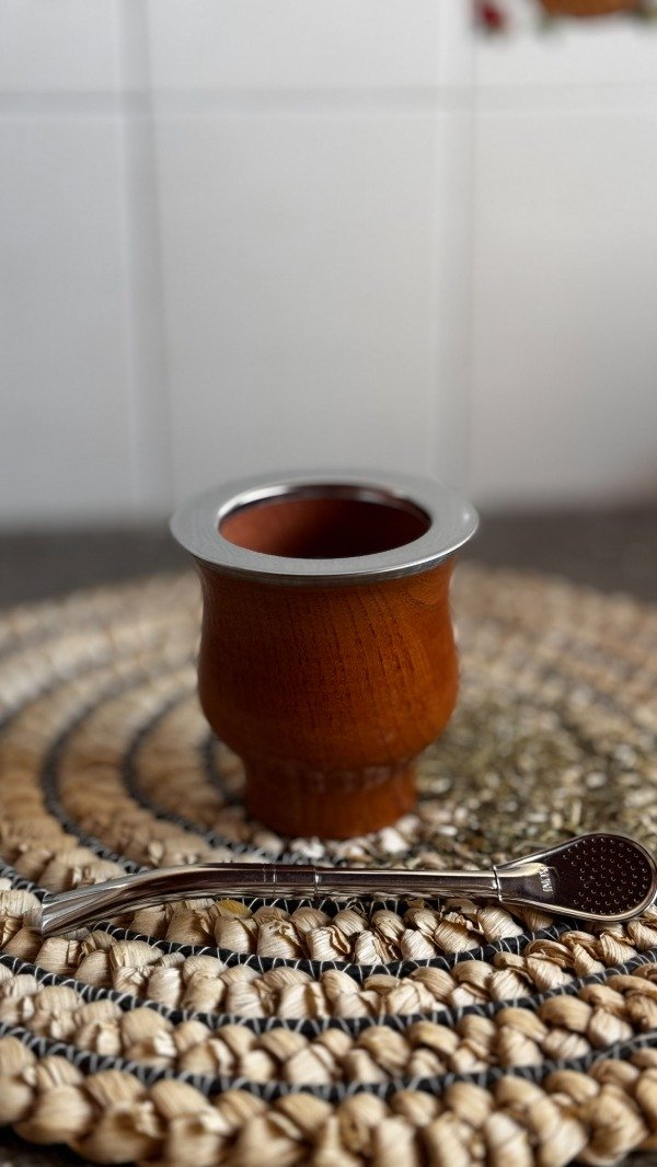 Producto - Mate Camionero de Algarrobo con  Bombilla  de acero