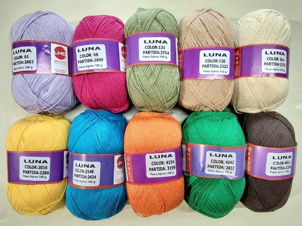 Producto - Hilo de Algodón Fino LUNA (10 COLORES)