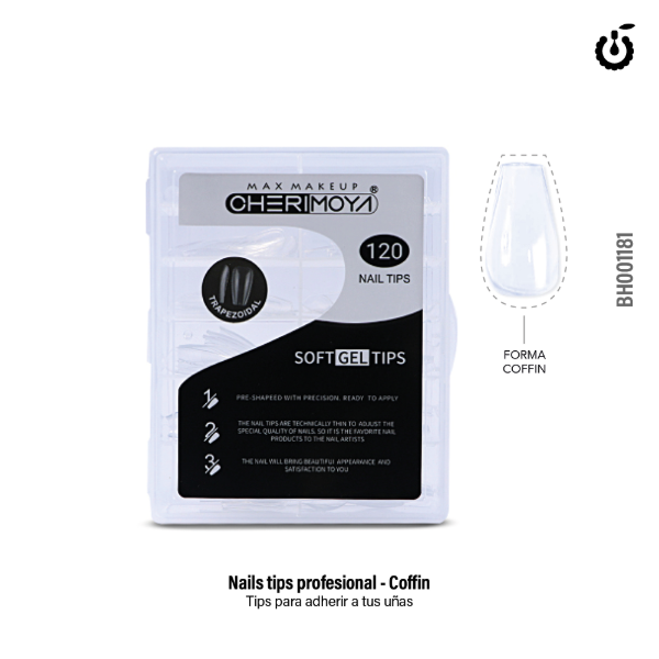 Producto - TIPS SOFT GEL COFFIN CRISTAL CHERIMOYA 120 UNIDADES