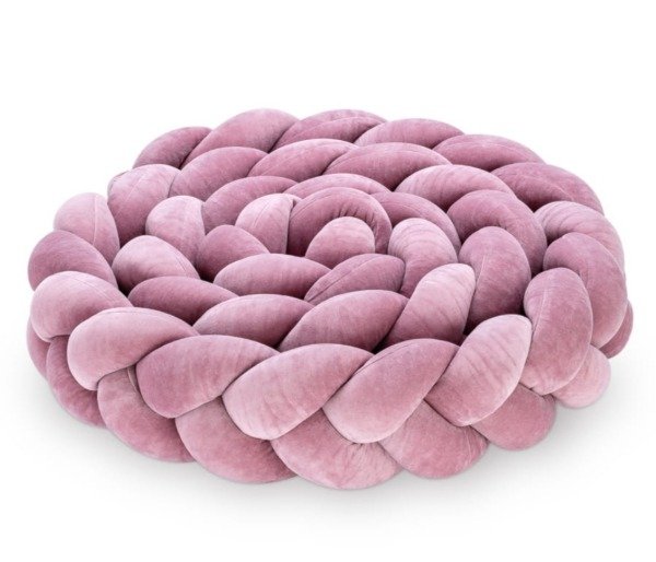 Producto - Chichonera Trenzada de Plush 3 Cabos Rosa Viejo